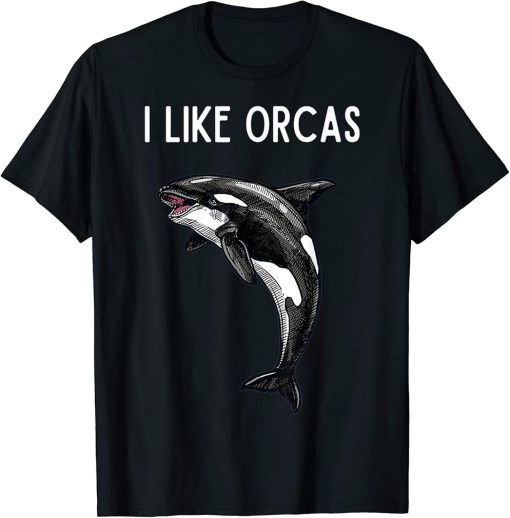 I Like Orcas and Maybe 3 People Vintage Black and White T-Shirt