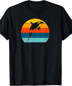 Orca Killer Whale Retro Vintage Sunset Women Men Girls Boys T-Shirt