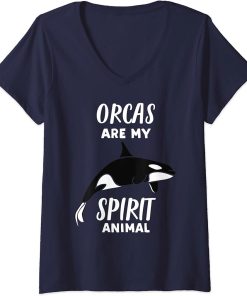 Womens Orcas Are My Spirit Animal | Funny Orca Lover V-Neck T-Shirt