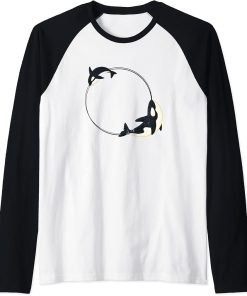 Cute Orca Design Funny Sea Animal Whale Orcas Men Women Raglan Baseball Tee