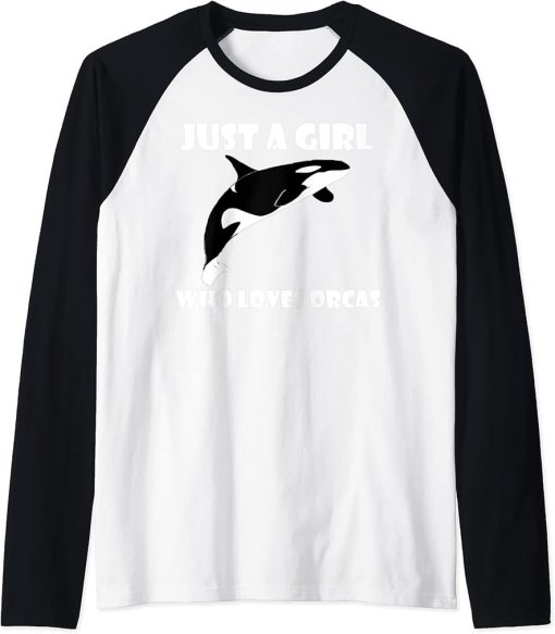 JUST A GIRL WHO LOVES ORCAS SHIRT CUTE KILLER WHALE T-SHIRT Raglan Baseball Tee