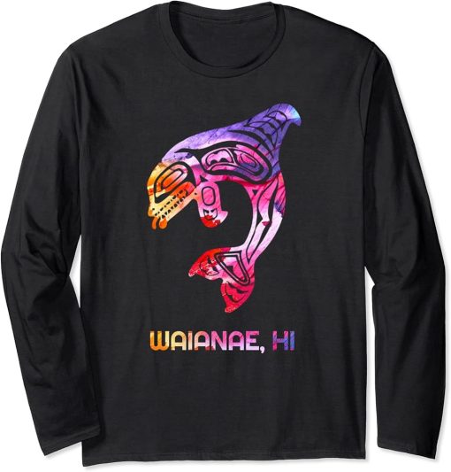 Tribal Waianae Orca Killer Whale Indigenous Native Long Sleeve T-Shirt