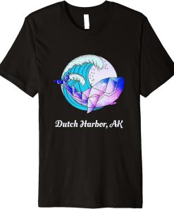 Dutch Harbor AK Japanese Paint Geometric Orca Killer Whale Premium T-Shirt