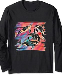 Orca Motif Whale Ocean Predator Design Orcas Long Sleeve T-Shirt