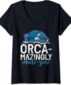 Womens Whales Watch Dolphin Pottwhal Funny Saying Orca Whale V-Neck T-Shirt